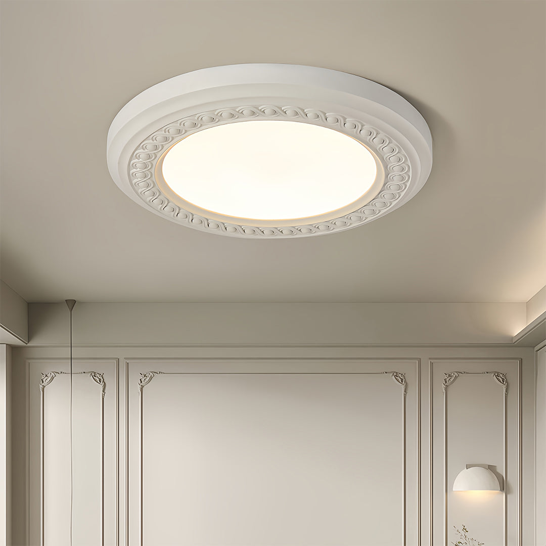 Retro Flush Mount Carved Resin Acrylic Ceiling Light