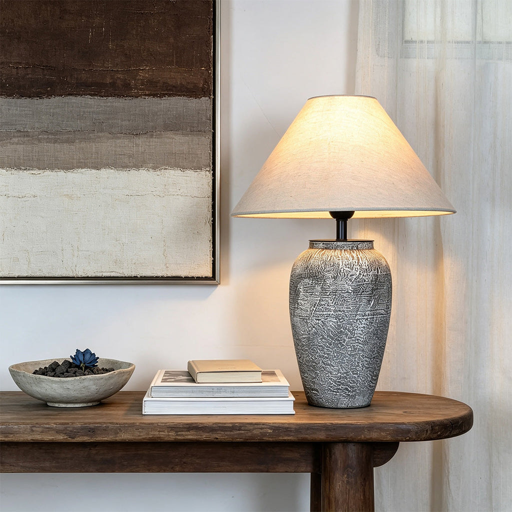 Ceramic Wabi-Sabi Table Lamp - Stylish Bedside Light Decor