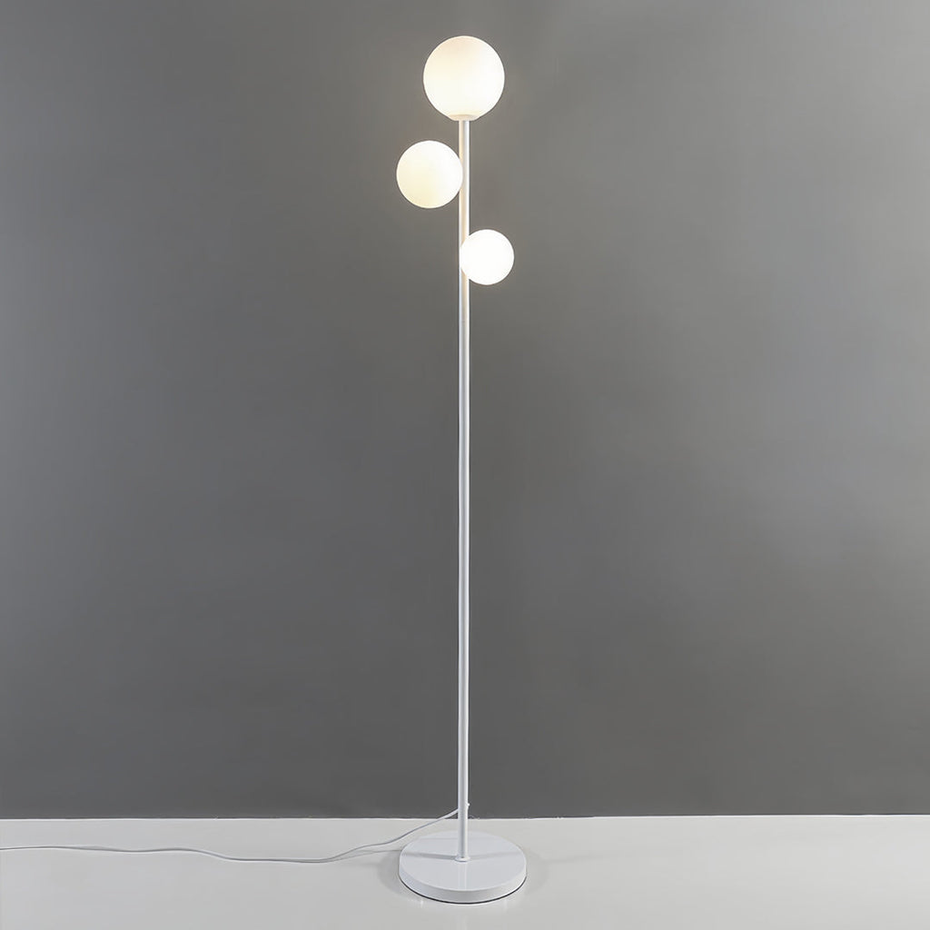 Modern 3-Light Gold Black White Globe Floor Lamp