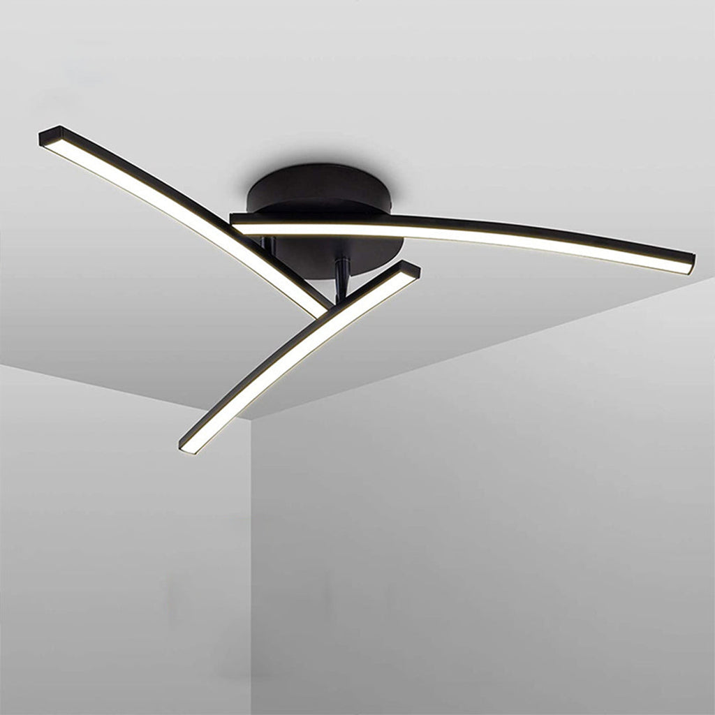 Modern Three-Arc Rotating Semi Flush Mount Ceiling Light