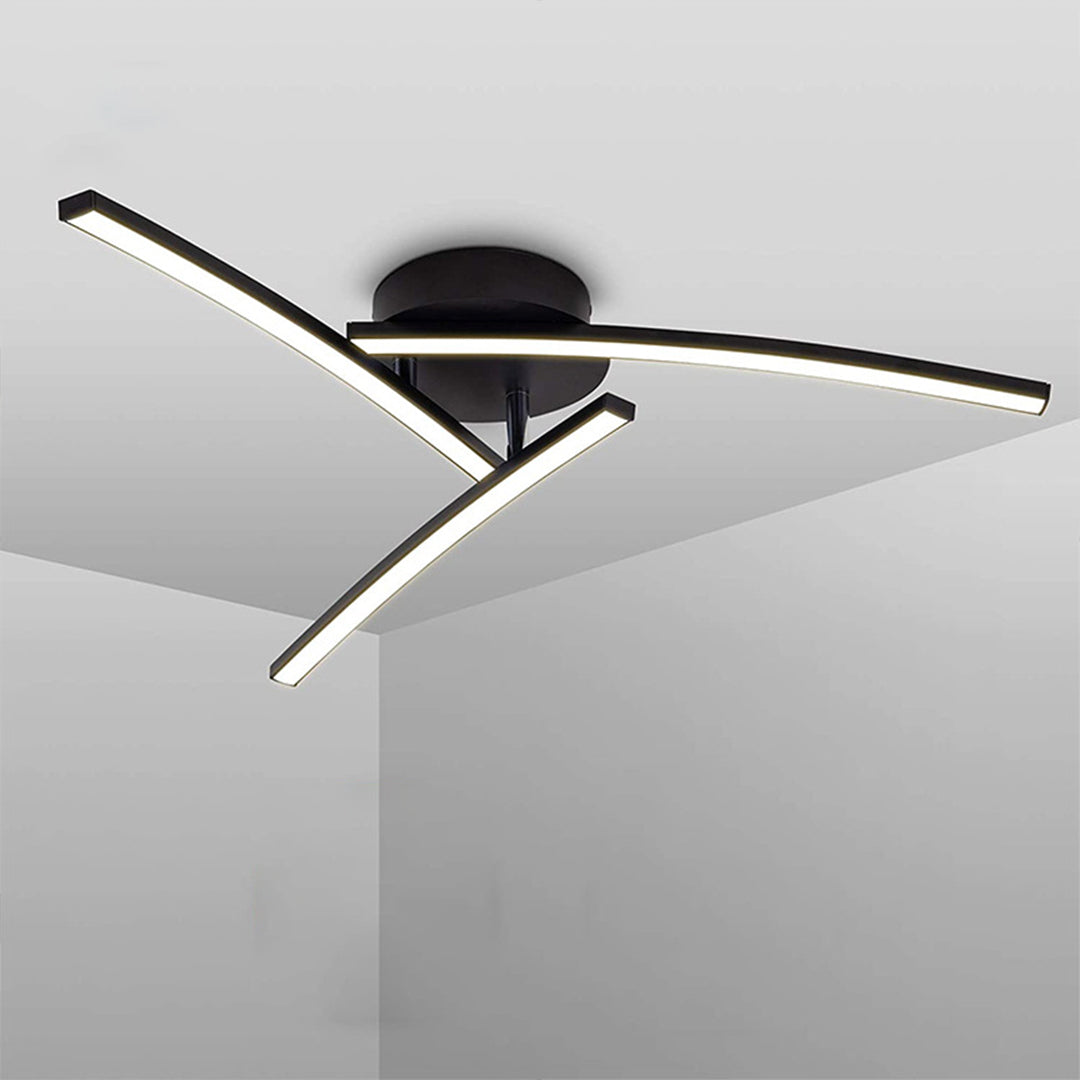 Modern Three-Arc Rotating Semi Flush Mount Ceiling Light