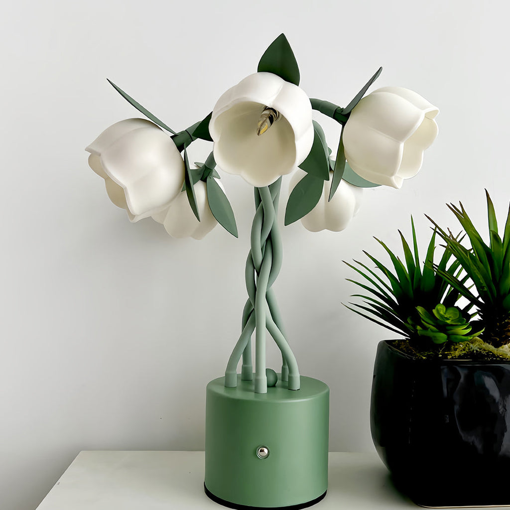 Artistic Vintage Green Table Lamp with Flexible Stems - Creative Lighting Solution