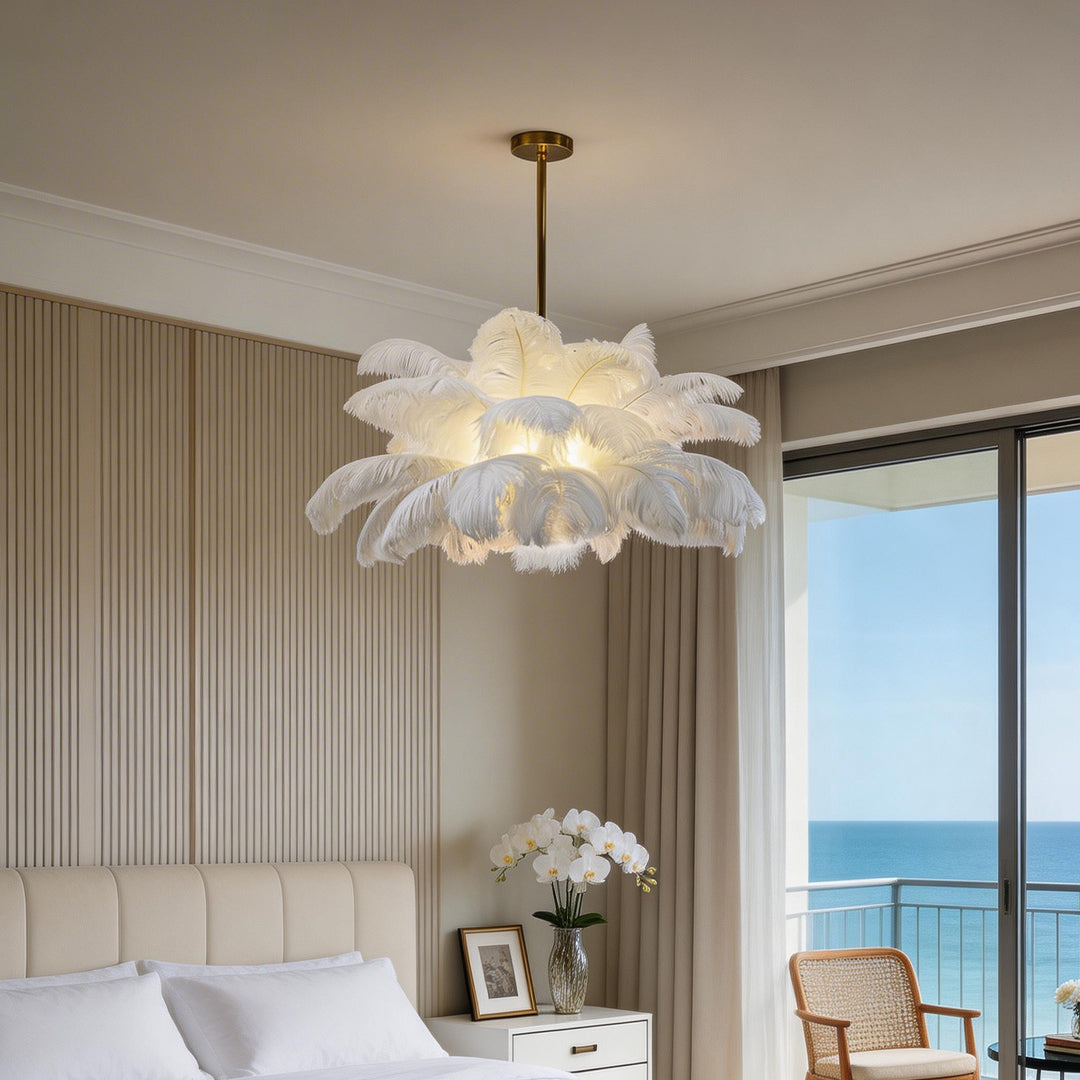 Nordic Feather Semi Flush Mount Ceiling Light - Elegant Indoor Lighting
