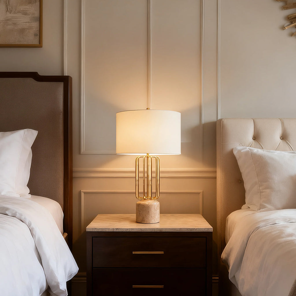 Geometric Metal Cage LED Table Lamp - Nordic Style Eye-Care Light