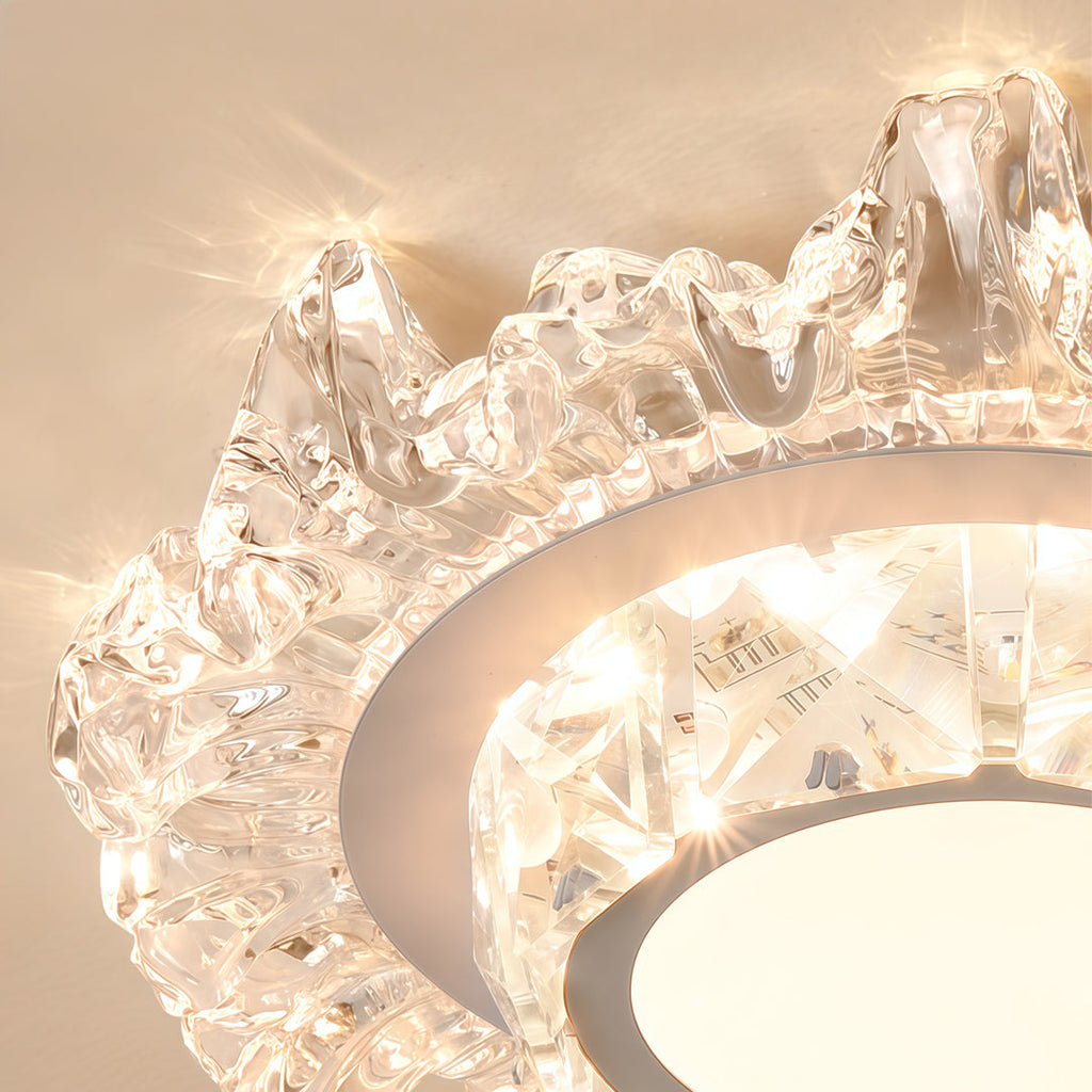 Modern White Flush Mount Crystal Ceiling Light