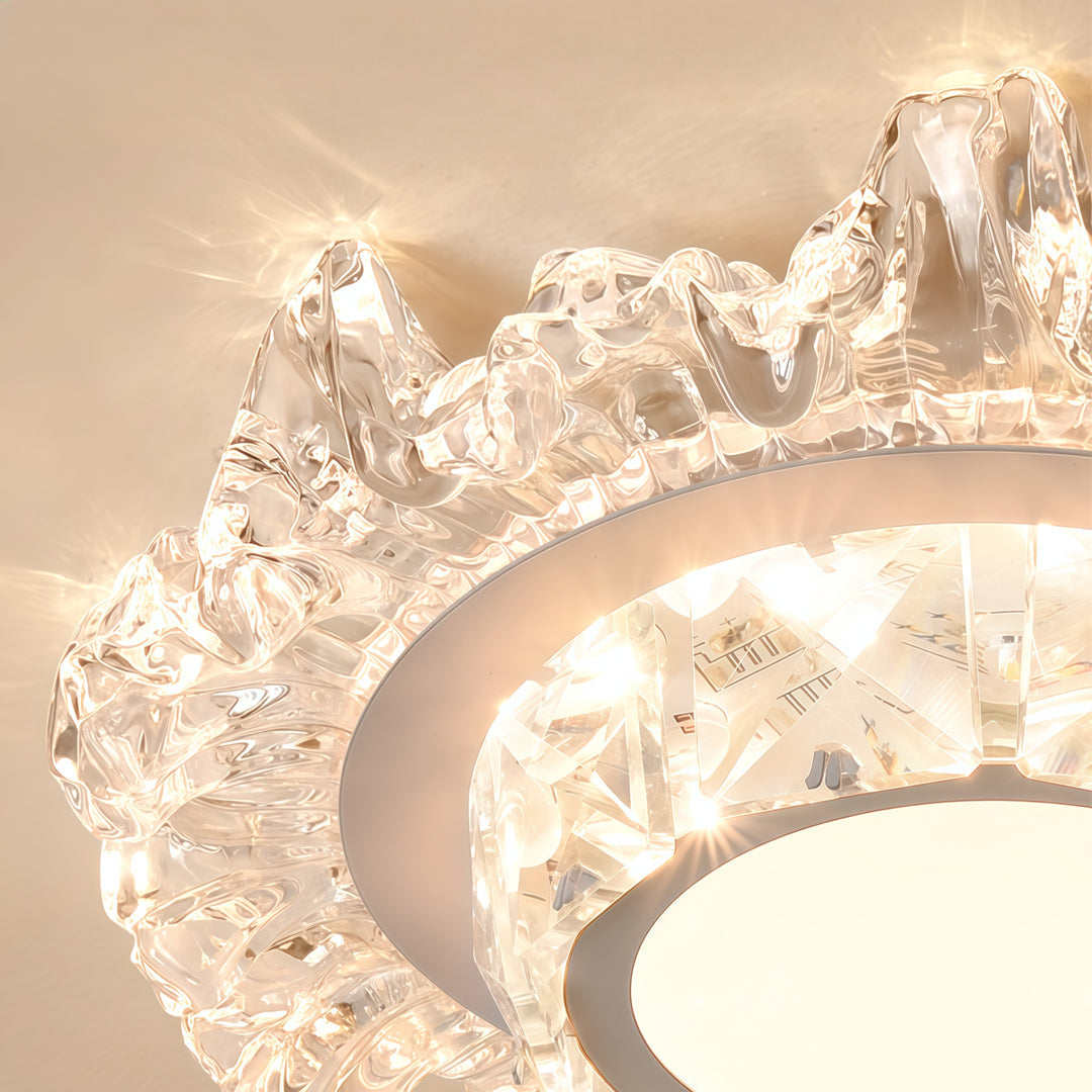 Modern White Flush Mount Crystal Ceiling Light