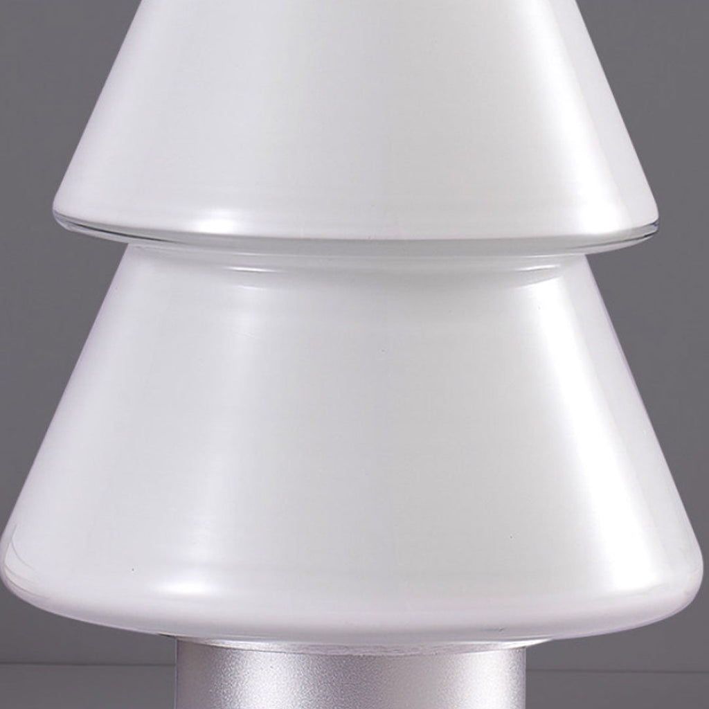 White Contemporary Cedar Christmas Tree Table Lamp - Modern Holiday Decor Lighting
