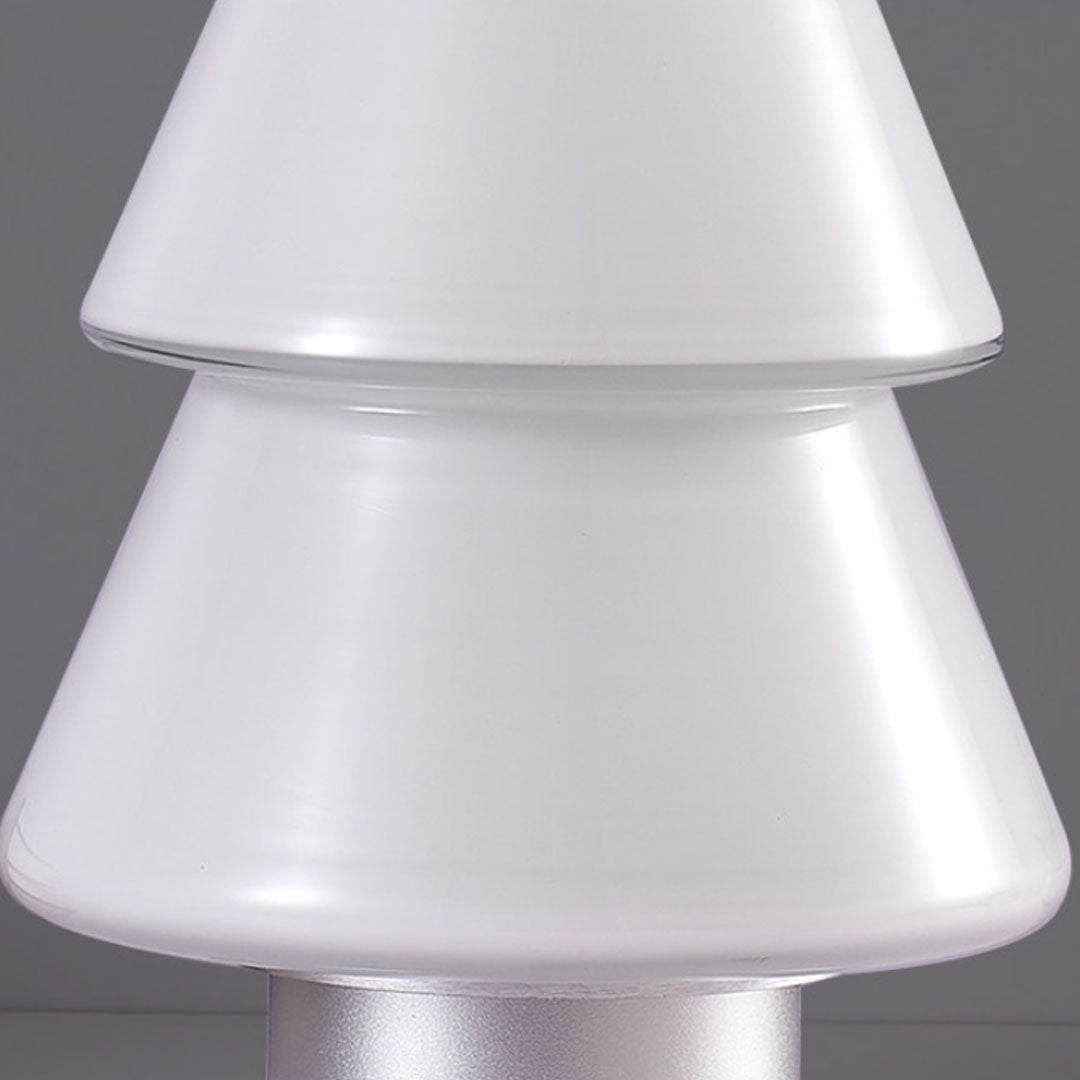 White Contemporary Cedar Christmas Tree Table Lamp - Modern Holiday Decor Lighting