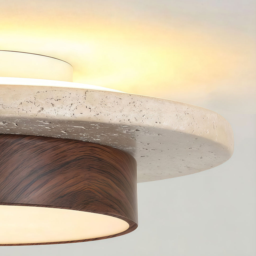 Vintage Travertine Flush Mount Ceiling Light Fixture