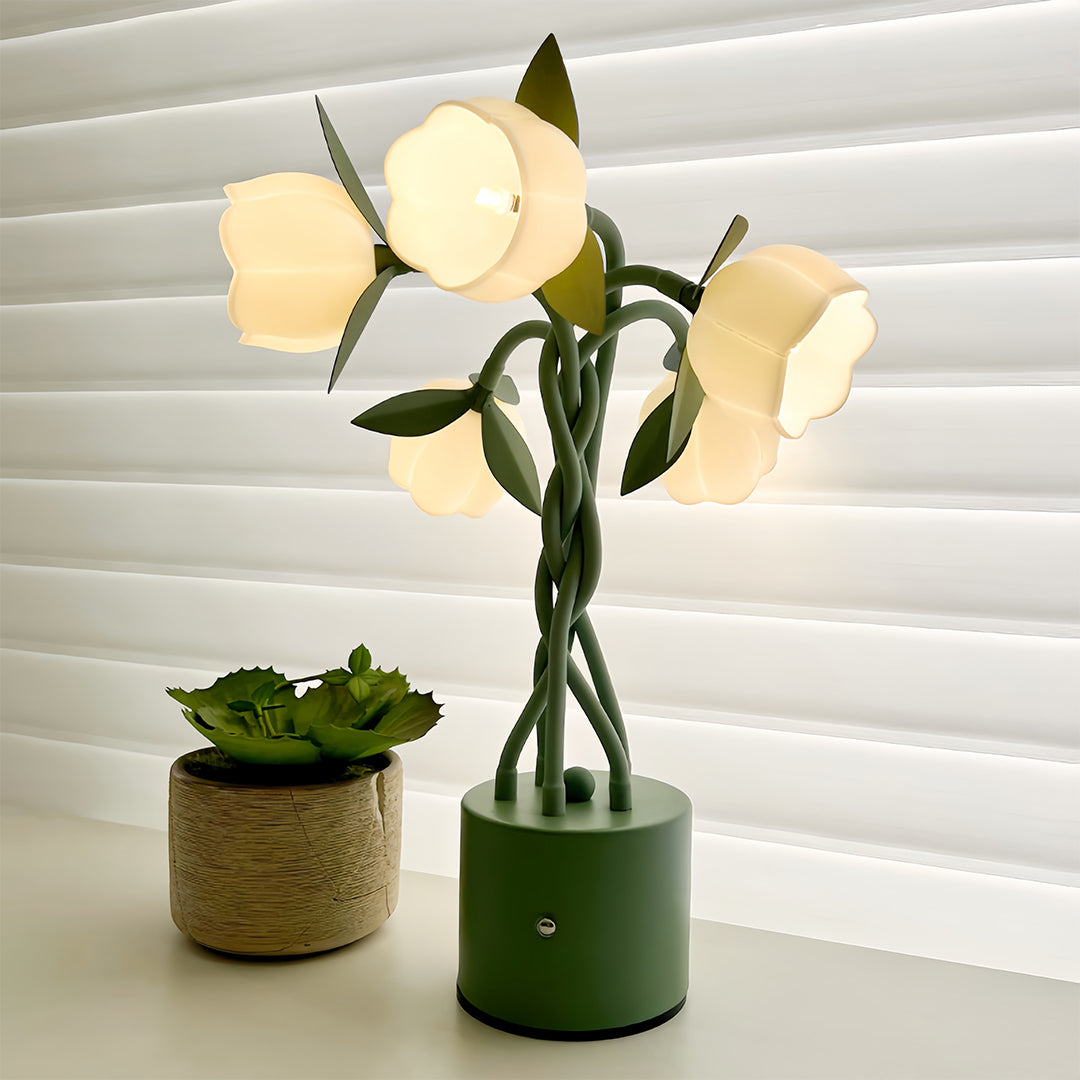 Artistic Vintage Green Table Lamp with Flexible Stems - Creative Lighting Solution