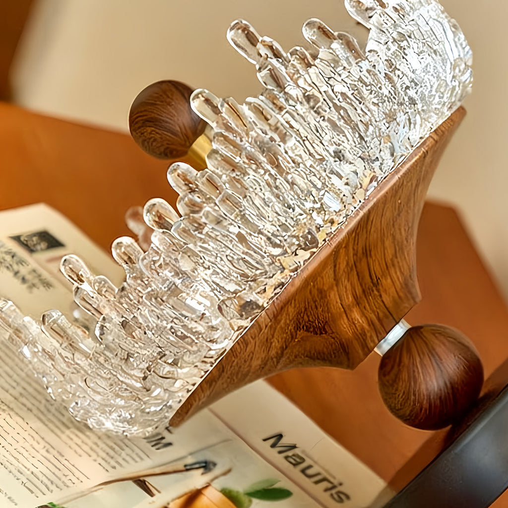 Vintage Water Drop Semi Flush Ceiling Light, Walnut Finish, Unique Design Lamppost