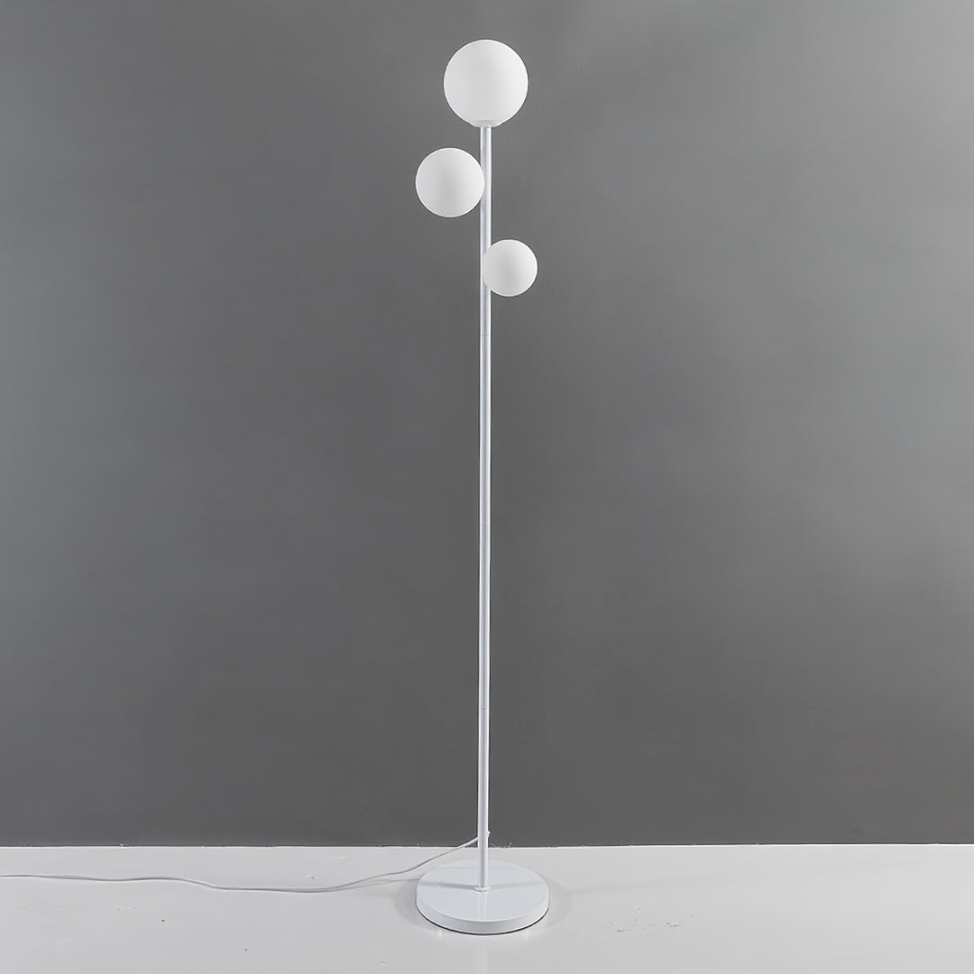 Modern 3-Light Gold Black White Globe Floor Lamp