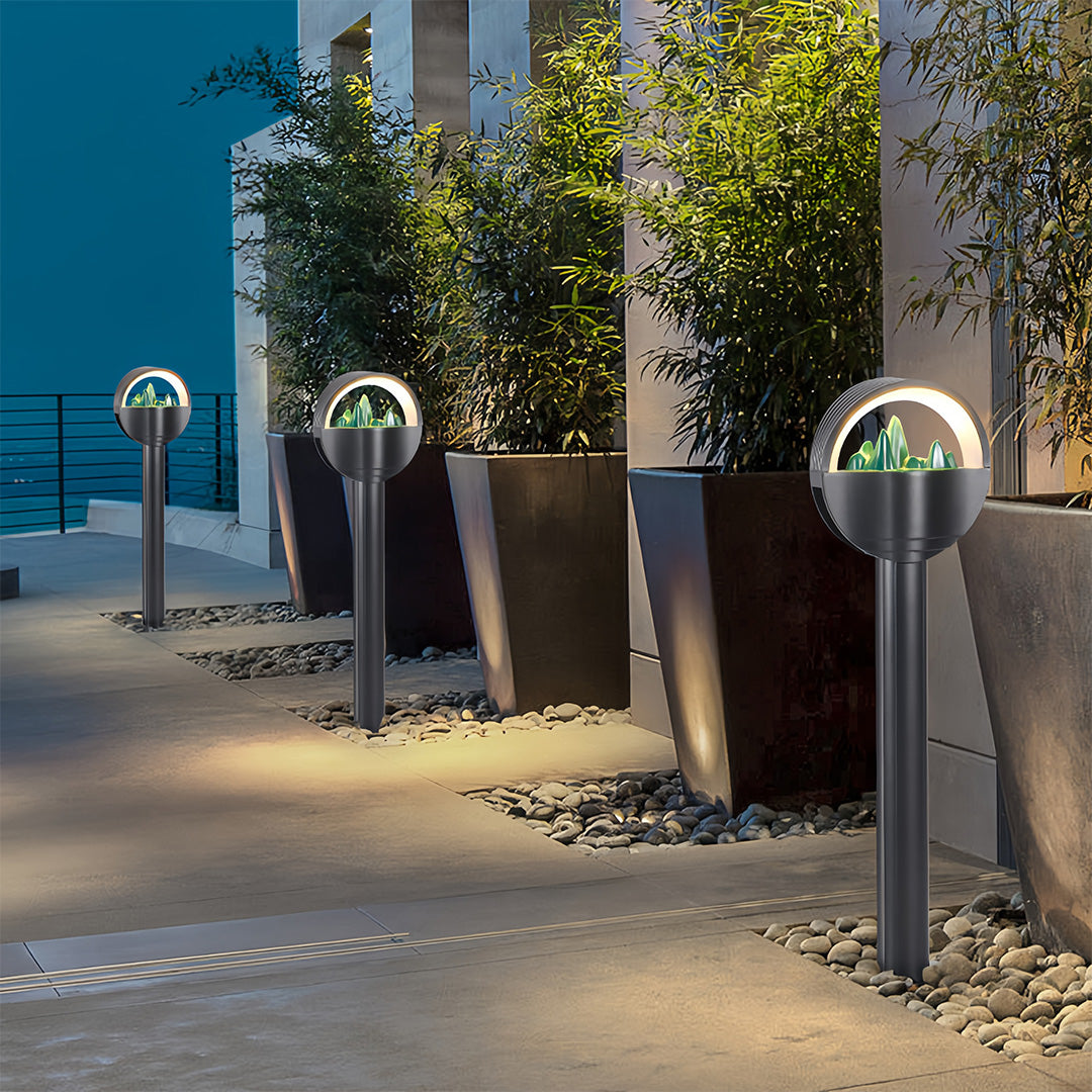 Modern Frosted Globe Waterproof Garden Pathway Light – Stylish Outdoor Illumination for Pathways and Landscapes