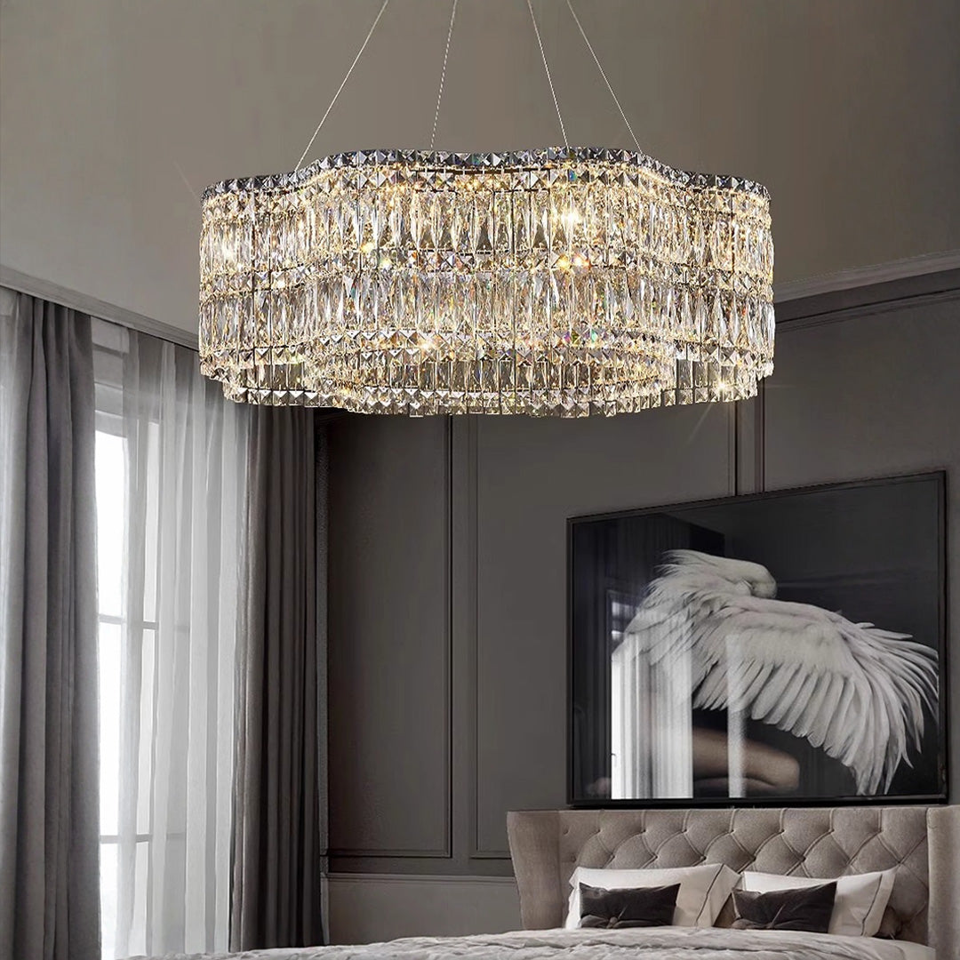 LED Crystal Chandelier Modern Elegant Lighting Minimalist Design