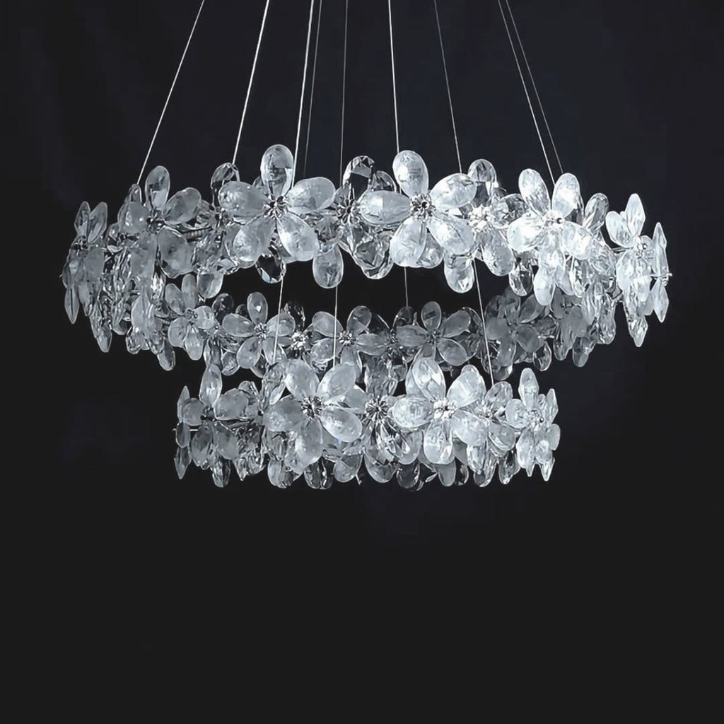 French Flower Crystal Chandelier - Elegant Dining Room Light Fixture