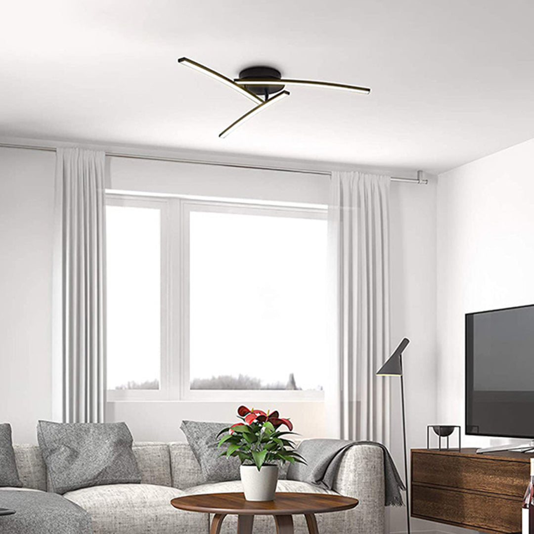 Modern Three-Arc Rotating Semi Flush Mount Ceiling Light