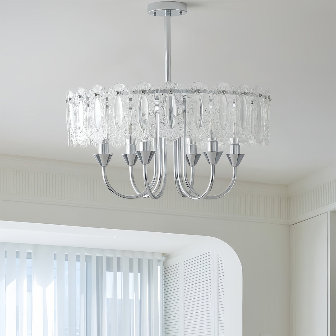 French Iron Chandelier Chrome Ceiling Light - Chic Metal Island Fixture