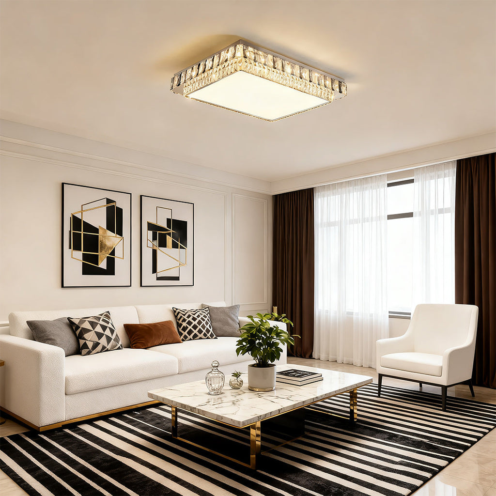 Flush Mount Luxury Metal Crystal LED Light Fixture