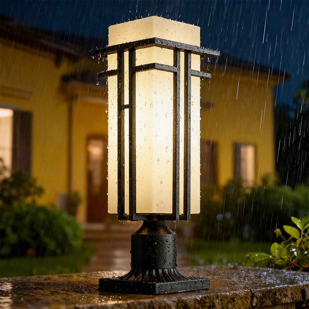 Black Retro Aluminum Path Lights - Frosted Glass Waterproof Outdoor Landscape Lighting