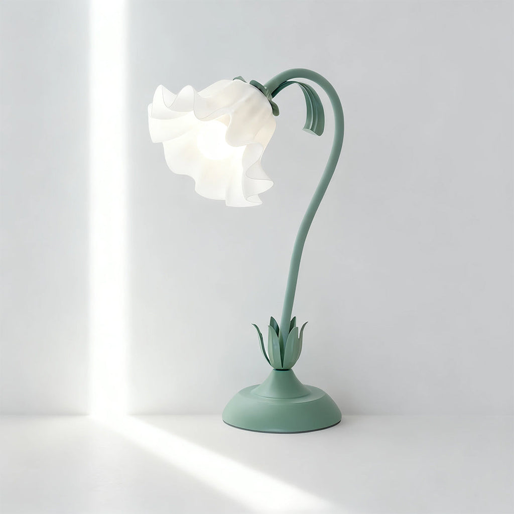 Floral Vintage Green Twistable White Glass Table Lamp - DIY French Design