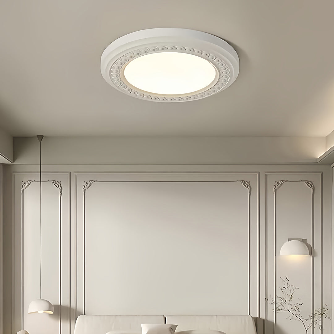 Retro Flush Mount Carved Resin Acrylic Ceiling Light