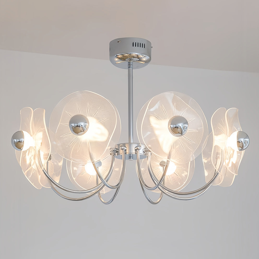 Acrylic LED Chandelier with Chrome Accents - Modern Multi-Head Ceiling Light