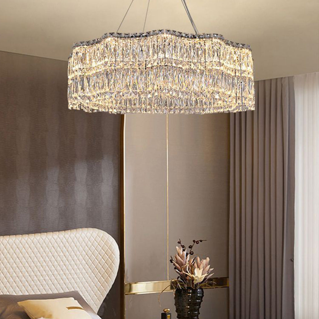 LED Crystal Chandelier Modern Elegant Lighting Minimalist Design