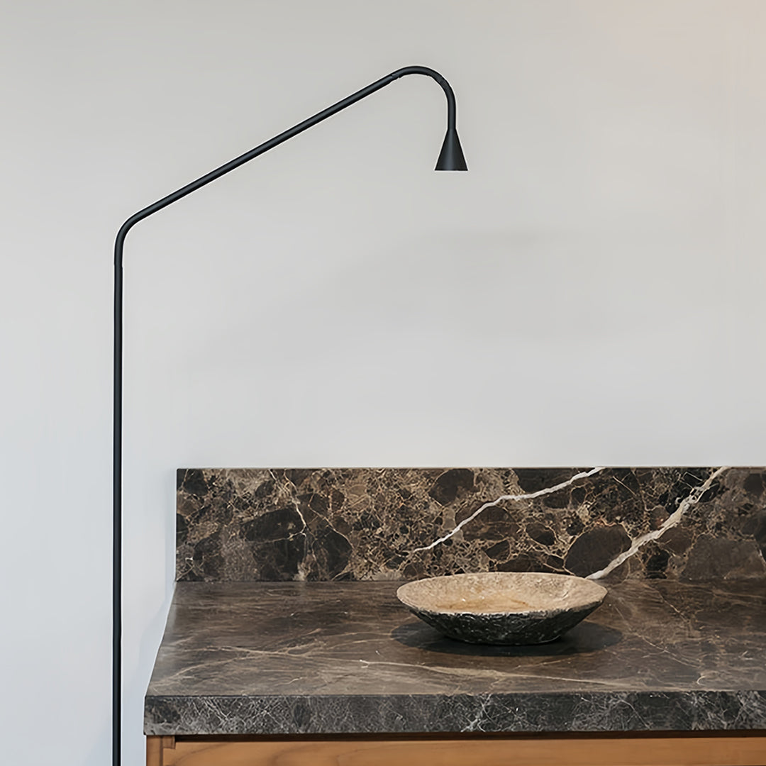 Black and Gold LED Minimalist Floor Lamp - Modern Reading Light
