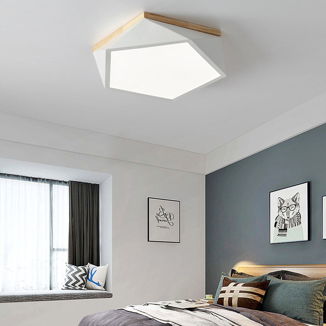 Colorful Flush Mount Ceiling Light - Nordic Geometric Wooden Lamp