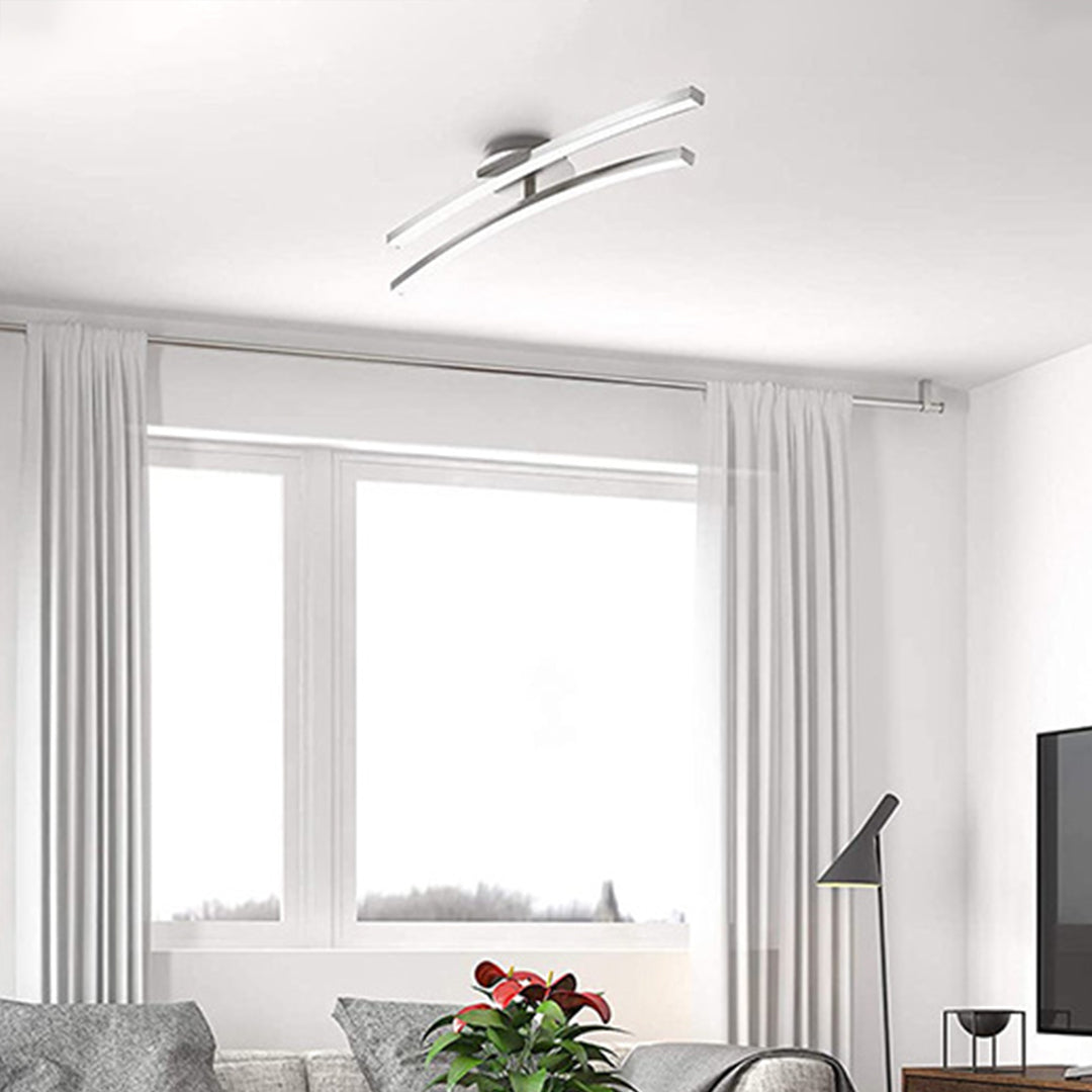 Contemporary Dual LED Strip Rotating Semi Flush Mount Ceiling Light