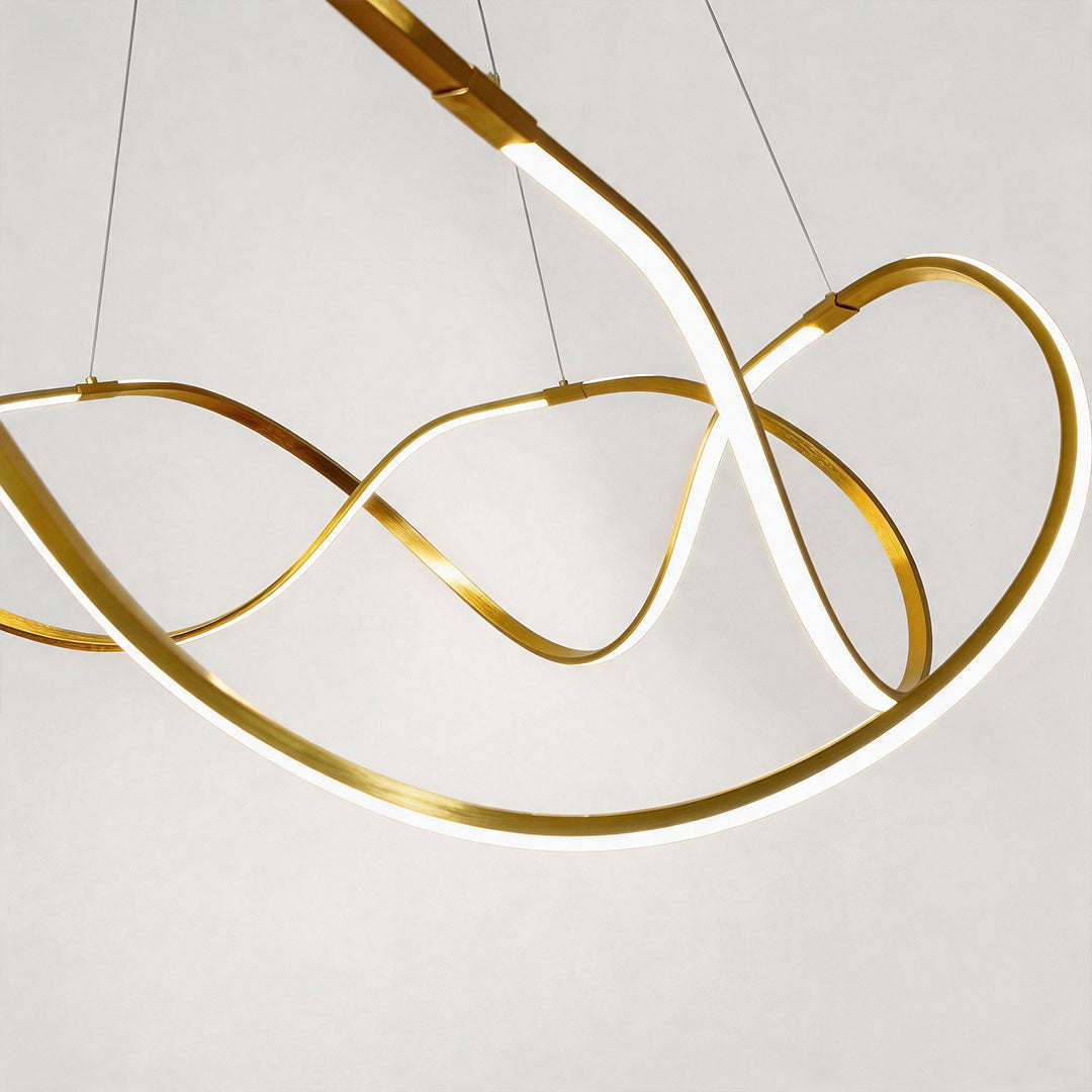 Modern Gold Geometric LED Chandelier - Dimmable Aluminum Design