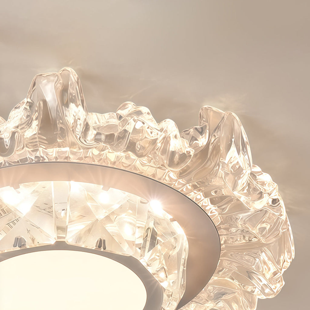 Modern White Flush Mount Crystal Ceiling Light