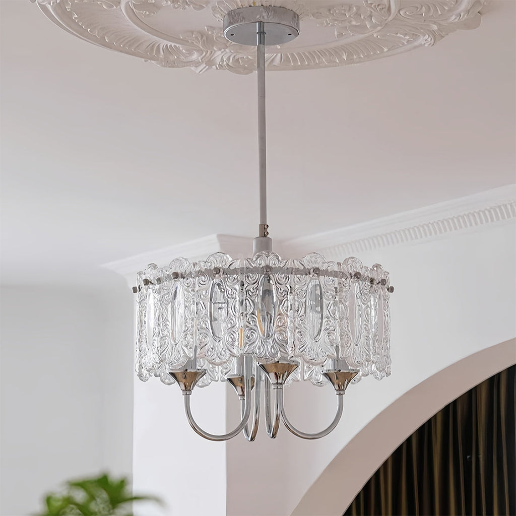 French Iron Chandelier Chrome Ceiling Light - Chic Metal Island Fixture