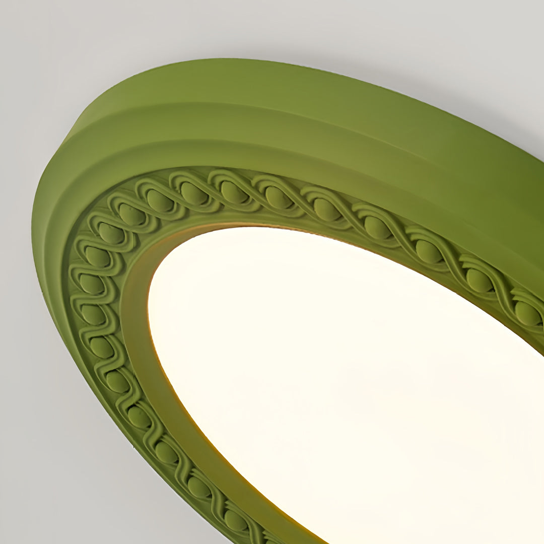 Retro Flush Mount Carved Resin Acrylic Ceiling Light