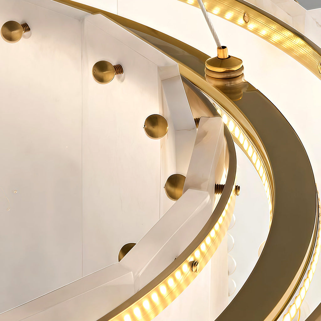 Modern Brass Chandelier Cloud Stone Ceiling Light