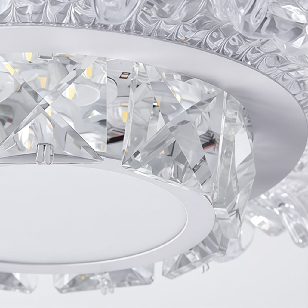 Modern White Flush Mount Crystal Ceiling Light
