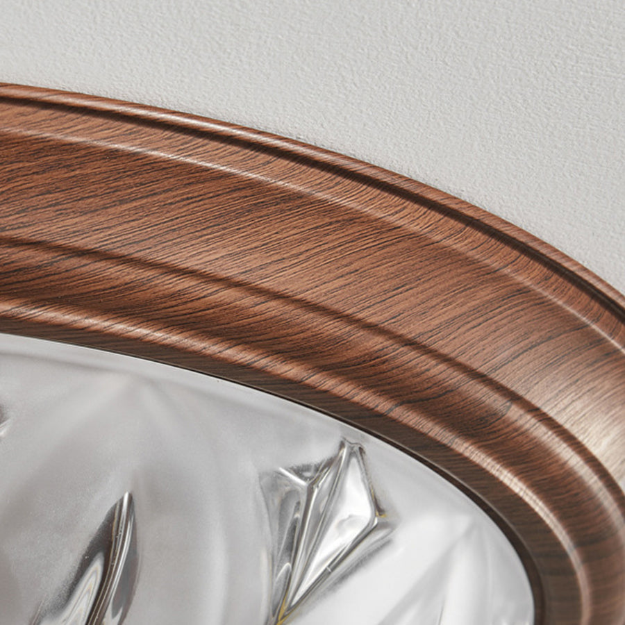 Retro Flush Mount Ceiling Light - American Walnut Glass Lamp