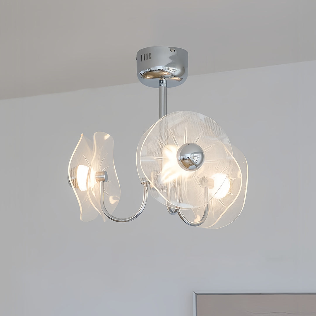 Acrylic LED Chandelier with Chrome Accents - Modern Multi-Head Ceiling Light