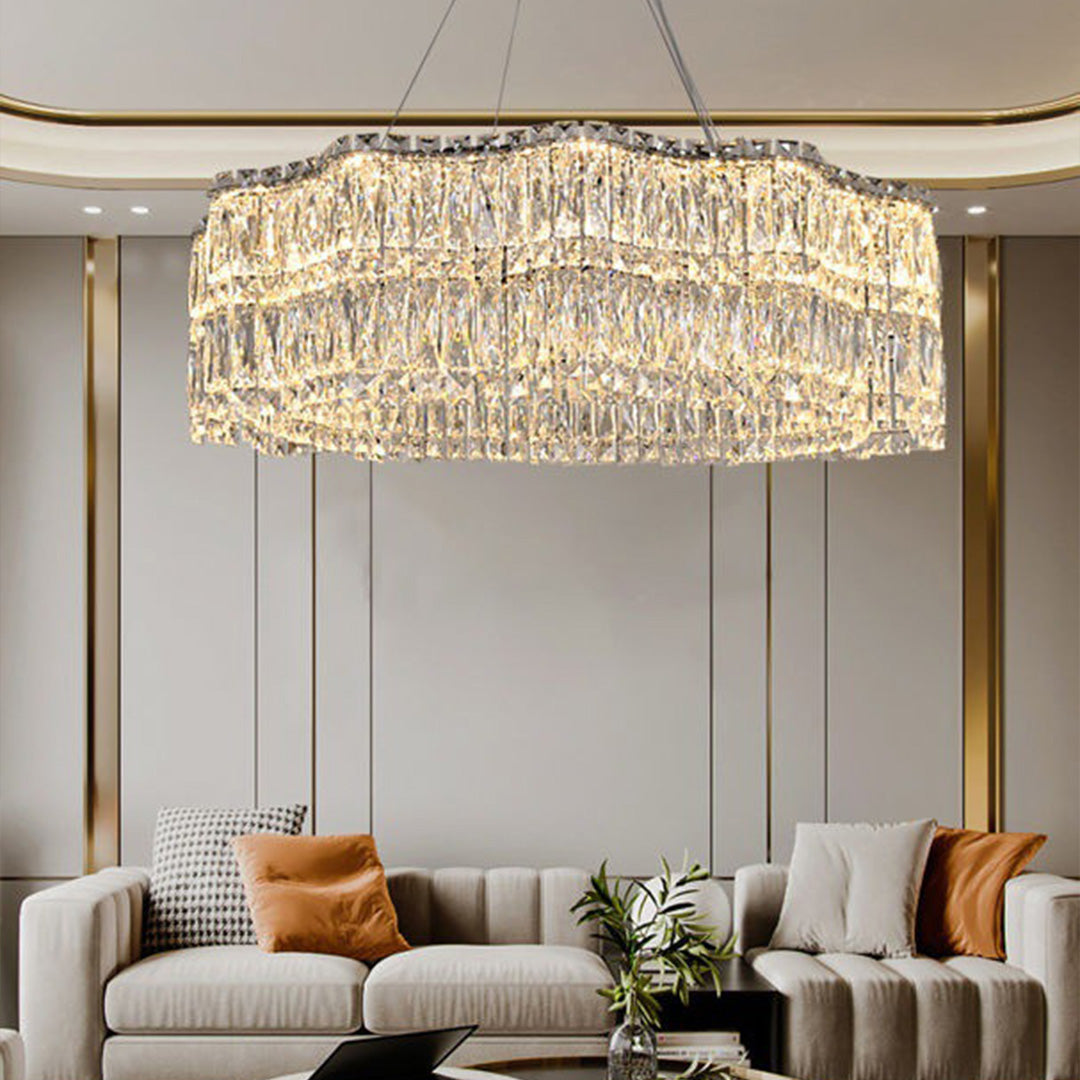 LED Crystal Chandelier Modern Elegant Lighting Minimalist Design