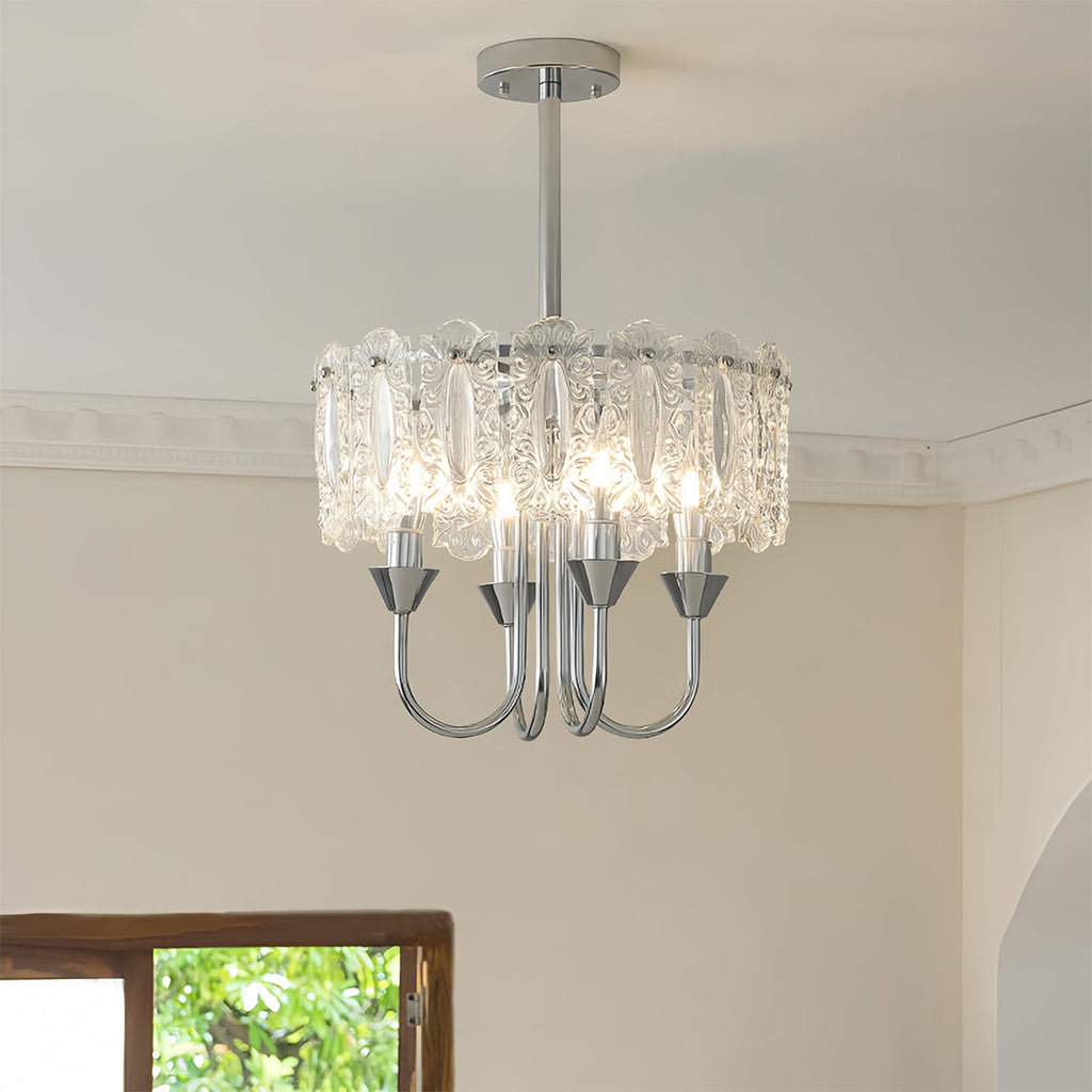 French Iron Chandelier Chrome Ceiling Light - Chic Metal Island Fixture