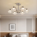 Sputnik Mid Century Semi-Flush Mount Ceiling Light - Silver Metal Pendant Fixture