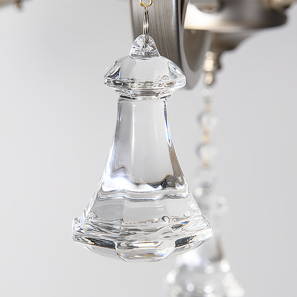 Candle Stick Chandelier Silver Finish Crystal Ceiling Light