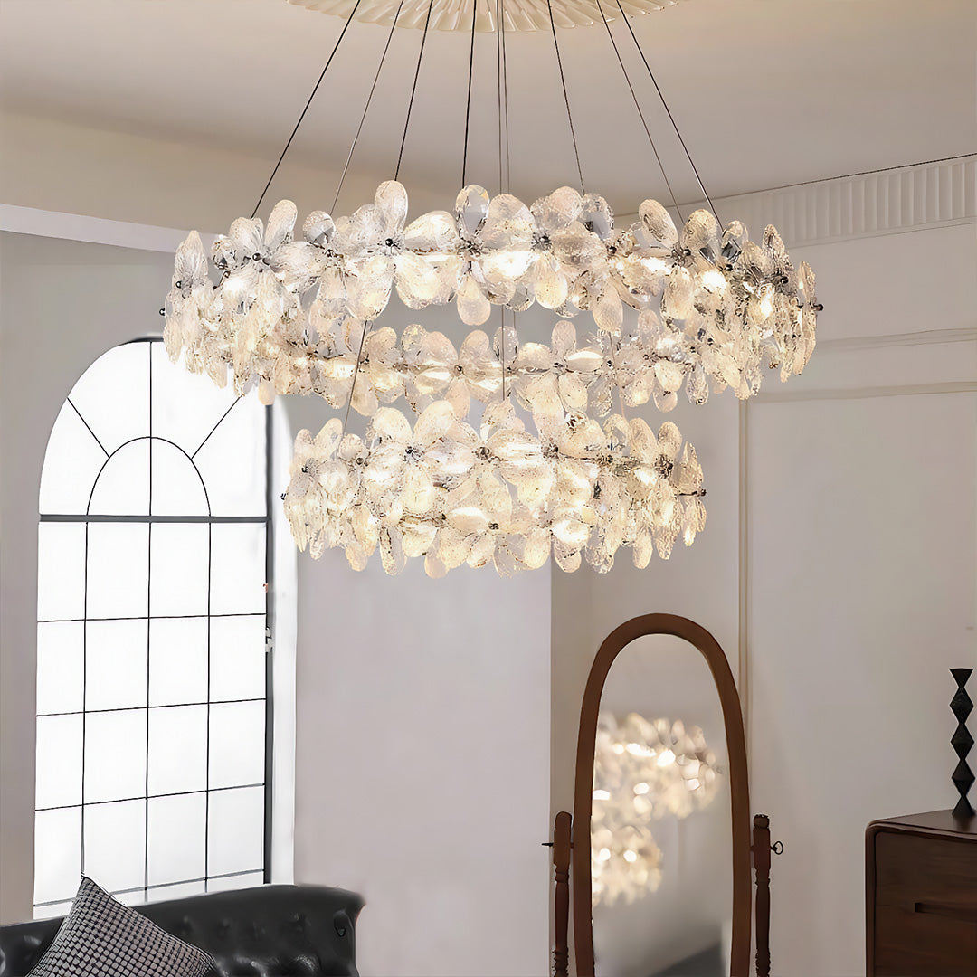 French Flower Crystal Chandelier - Elegant Dining Room Light Fixture