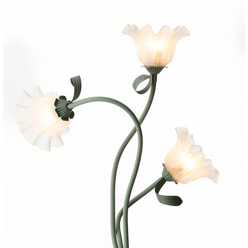 French Country Flower Floor Lamp - Green Artistic Iron Design