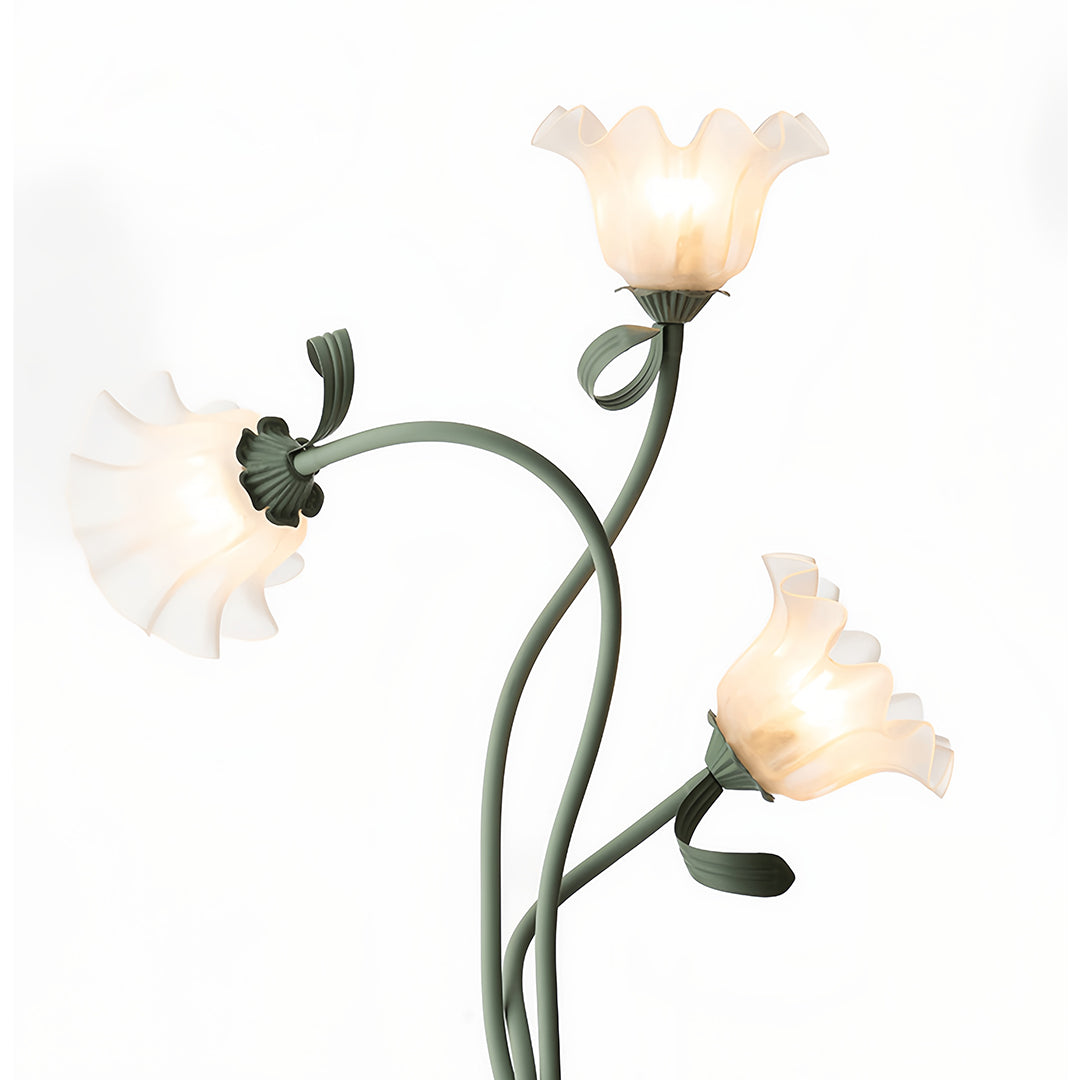French Country Flower Floor Lamp - Green Artistic Iron Design