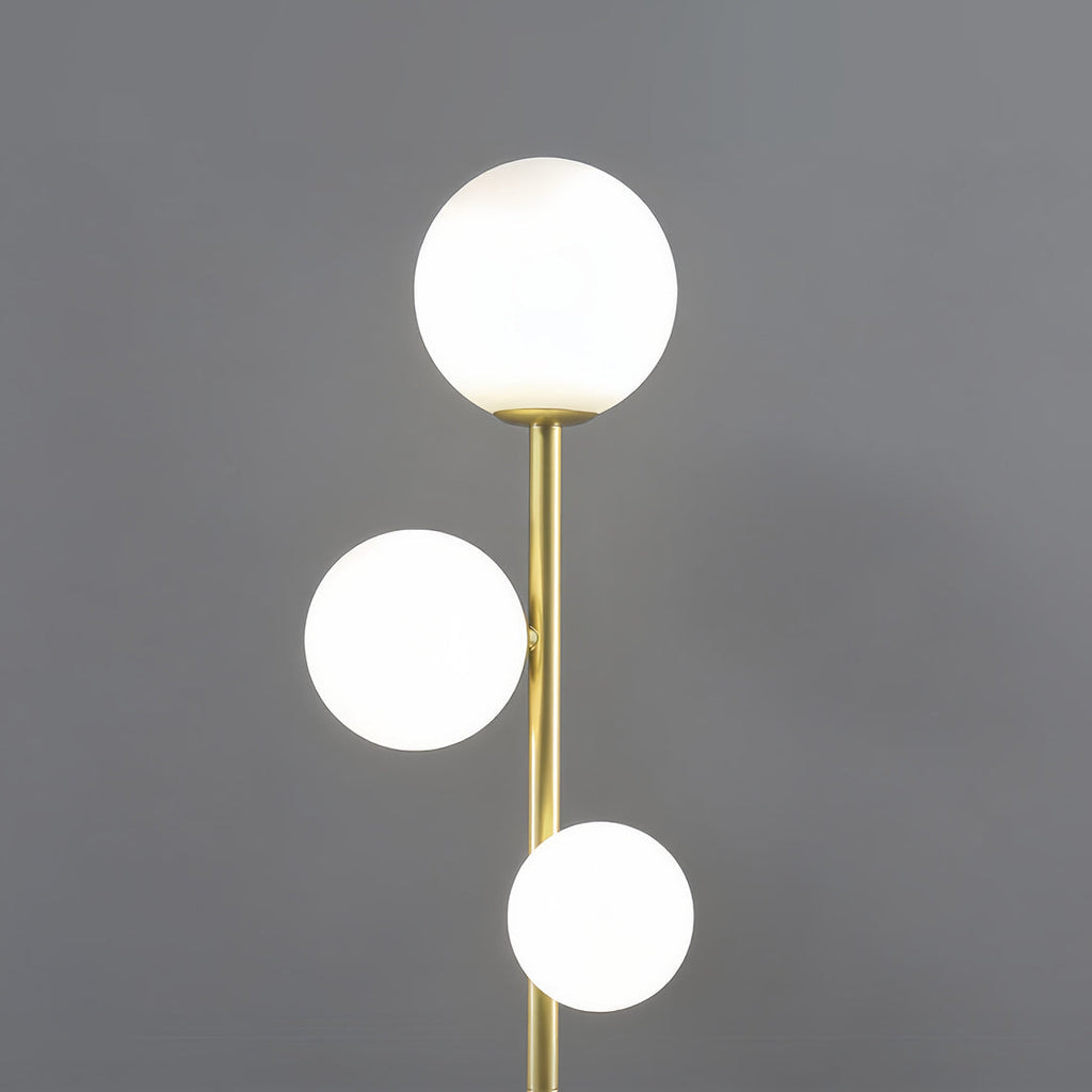 Modern 3-Light Gold Black White Globe Floor Lamp