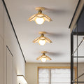 Wood Semi Flush Mount Light - Modern Minimalist Lotus Design Ceiling Fixture