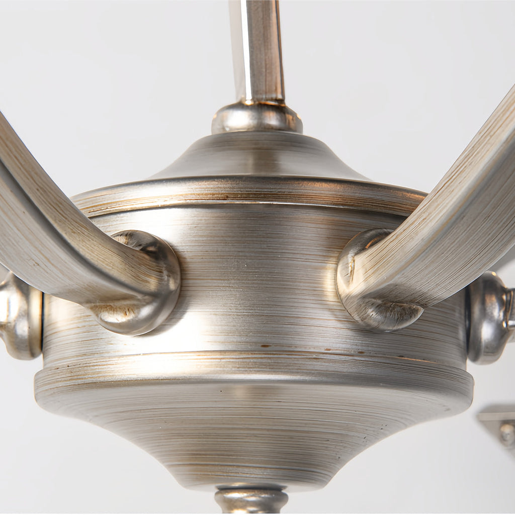 Candle Stick Chandelier Silver Finish Crystal Ceiling Light