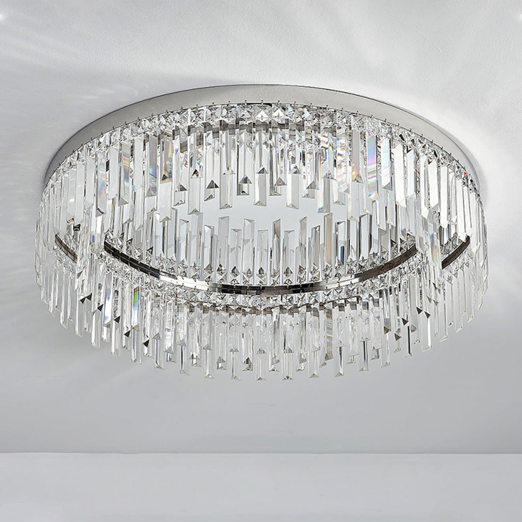 Crystal Flush Mount Ceiling Light - Modern Round Minimalist Design