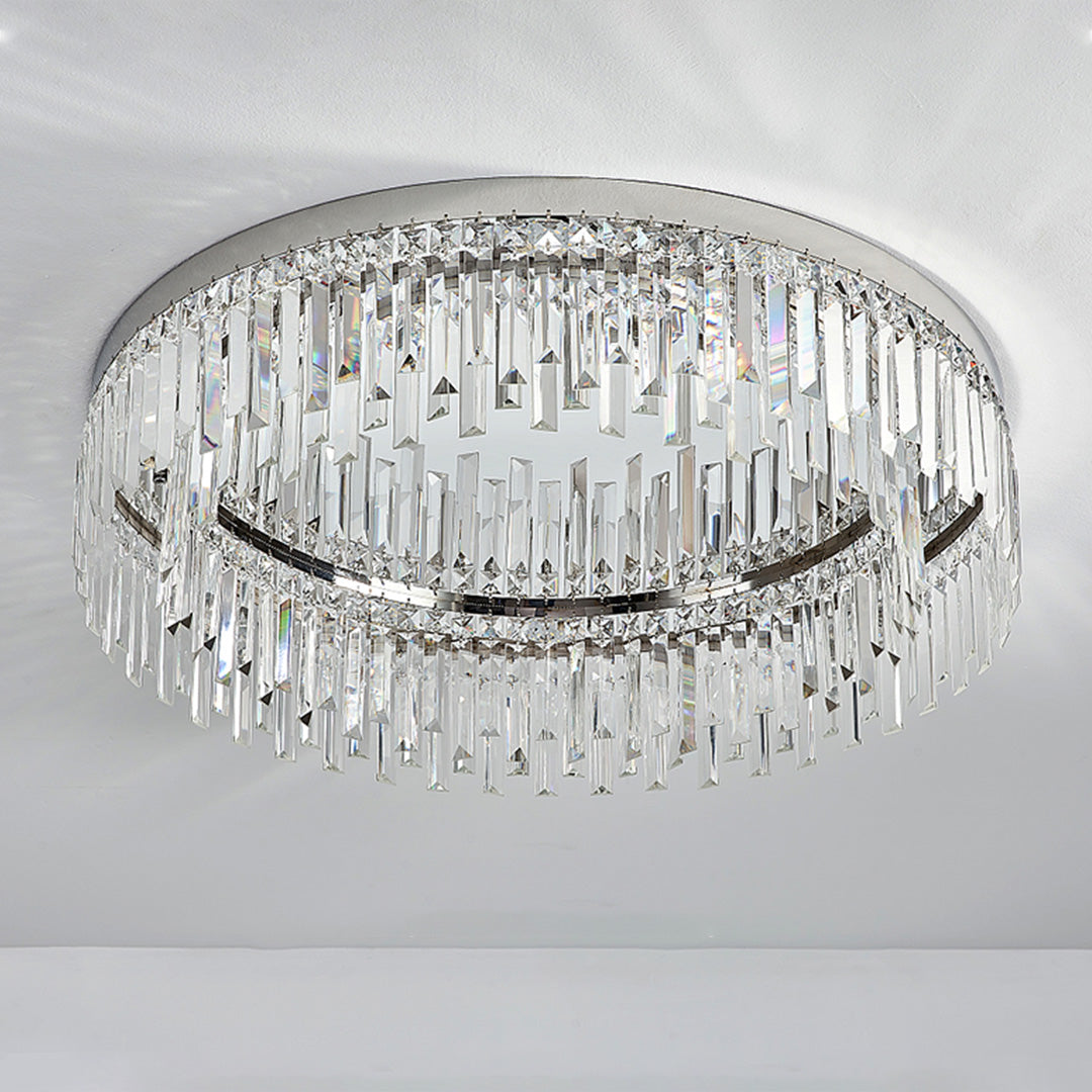 Crystal Flush Mount Ceiling Light - Modern Round Minimalist Design